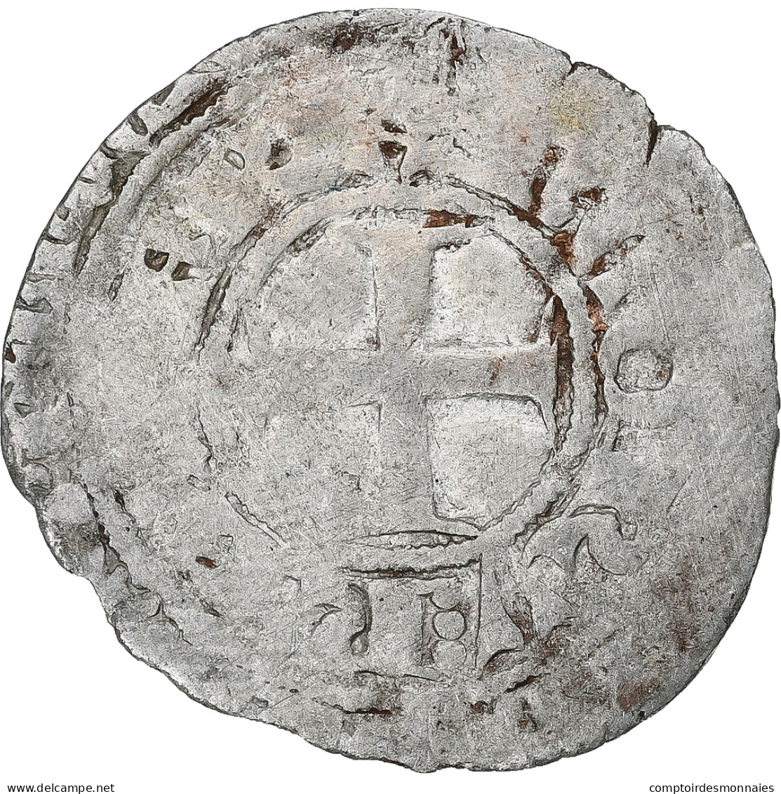 France, Charles V, Blanc Au K, 1365-1380, Billon, TB, Duplessy:363 - 1364-1380 Carlo V Il Saggio 