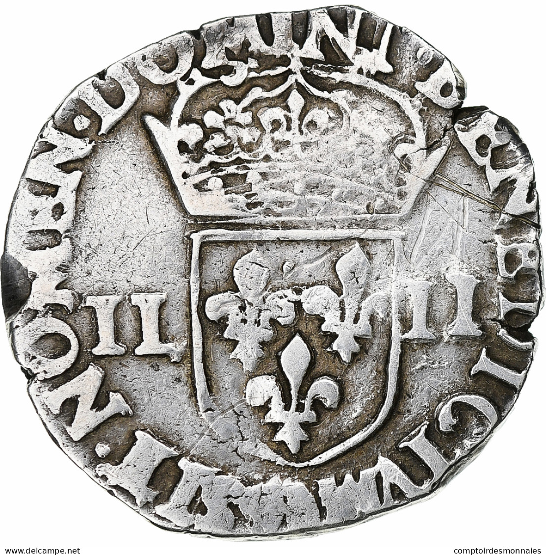 France, Henri III, 1/4 Franc, Date Incertaine, Rennes, Argent, TB, Gadoury:494 - 1574-1589 Enrico III