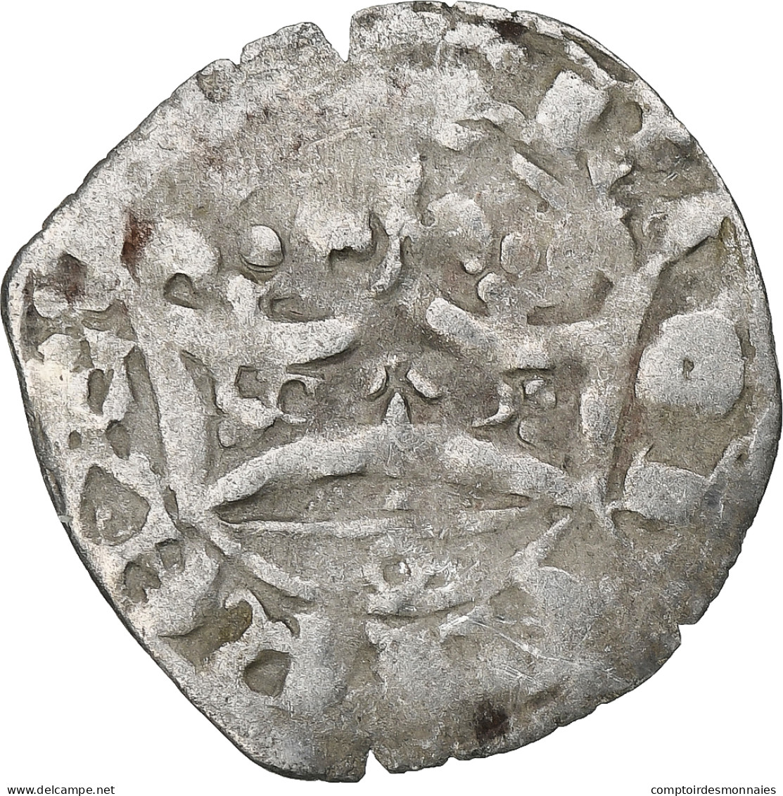 France, Charles IV, Double Parisis, 1323-1328, Billon, TB, Duplessy:244b - 1322-1328 Carlos IV El Hermoso