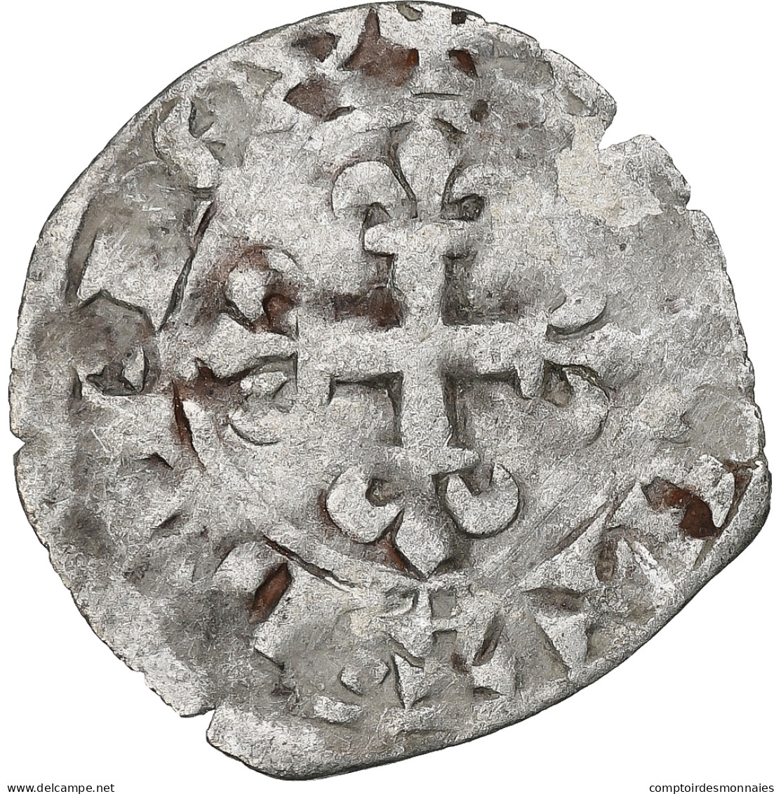 France, Charles IV, Double Parisis, 1323-1328, Billon, TB, Duplessy:244b - 1322-1328 Carlos IV El Hermoso