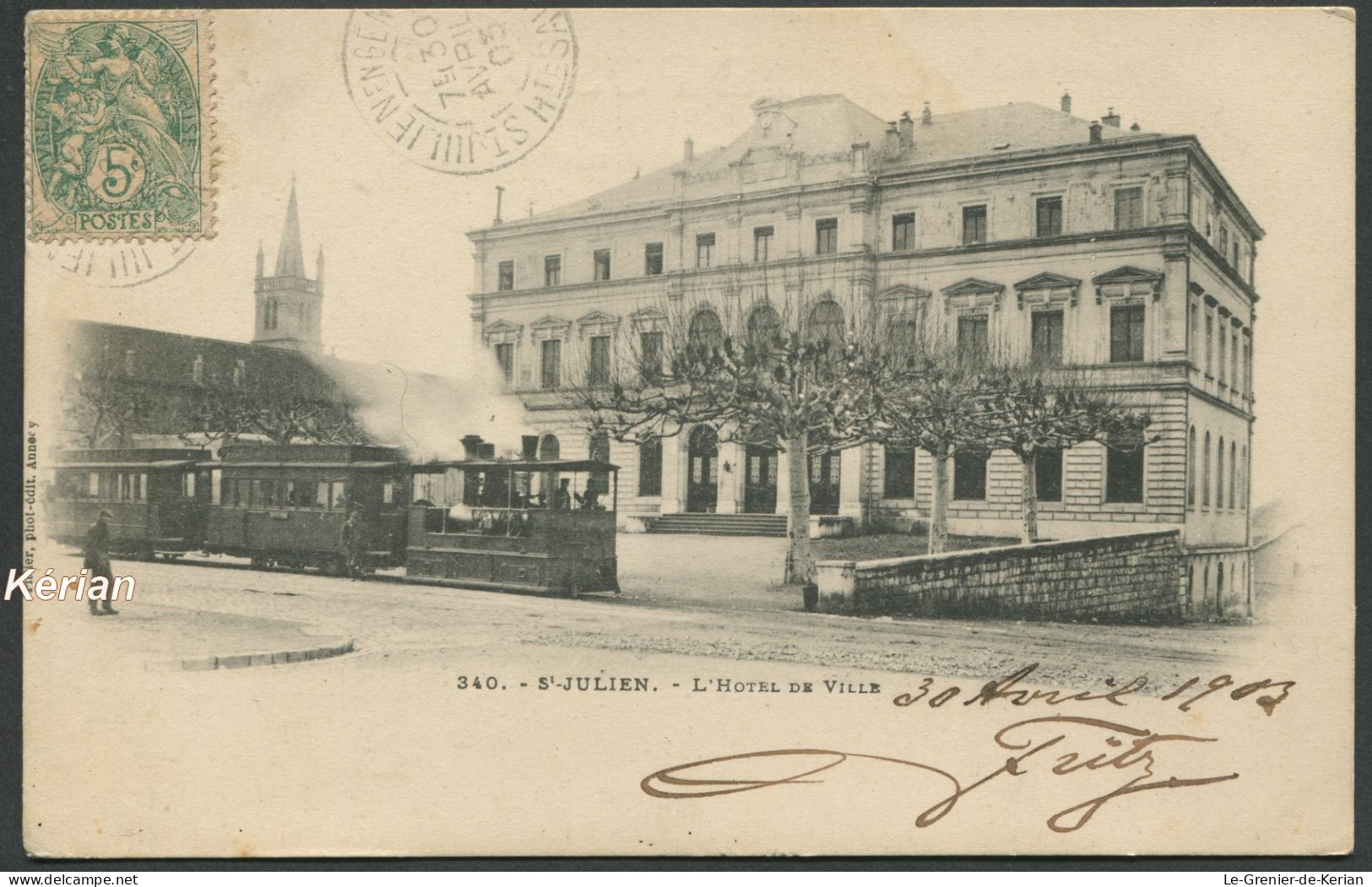 St-Julien - Tramway - L'Hôtel De Ville - N° 340 Pittier Phot-édit. - Voir 2 Scans - Saint-Julien-en-Genevois