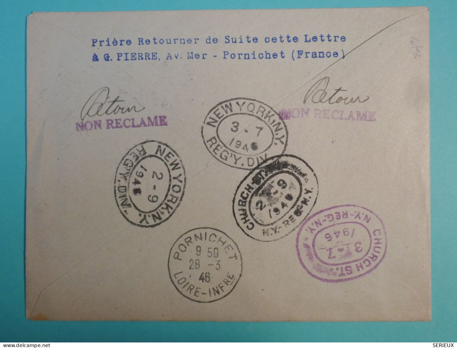 DJ 10  FRANCE    BELLE LETTRE RECO 1946  PARIS    NEW YORK USA CONSTELLATION  +AFFF. INTERESSANT+ - 1927-1959 Covers & Documents