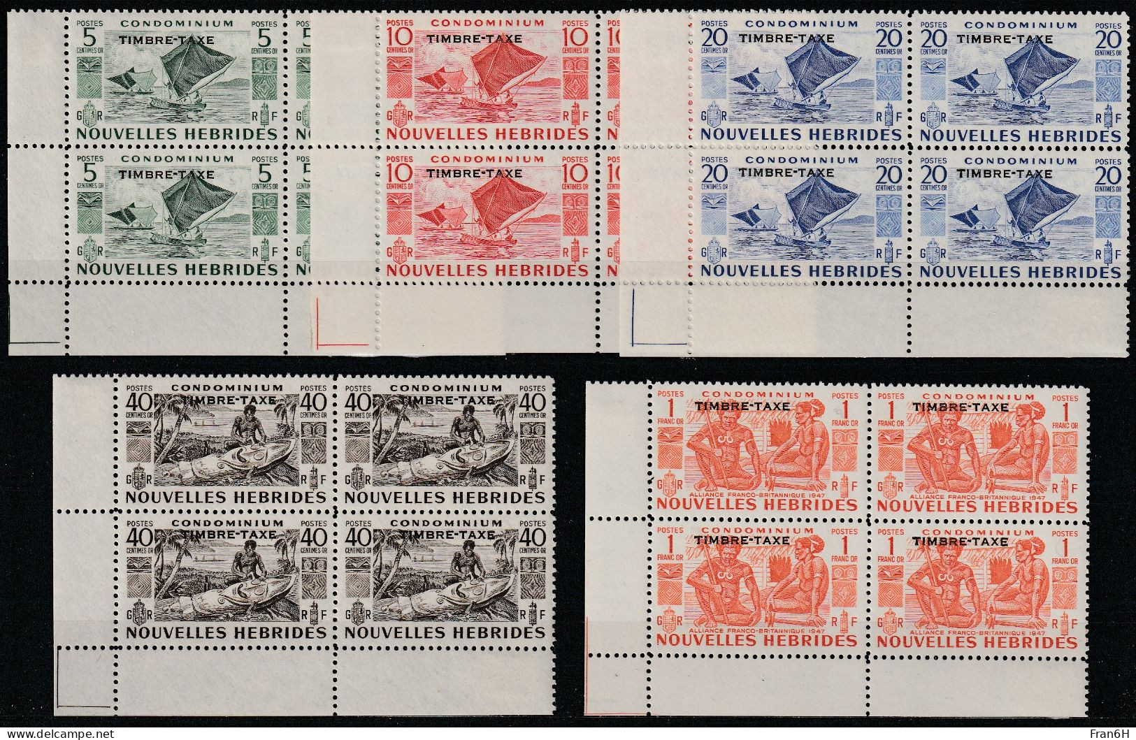 Nlles Hébrides - Taxe N° 36 à 40  X4 - Neufs ** - MNH - Cote 112,00 € - Timbres-taxe