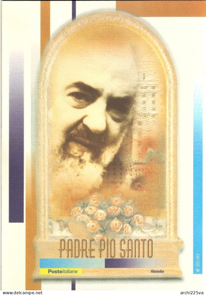 -  ITALIA 2002 - FOLDER Di PADRE PIO Santo - Busta Con Lamina D' Oro - RARO - - Folder