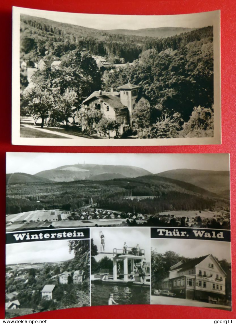 2 X Winterstein - Eichhof - Gasthaus Zum Hirsch - Schwimmbad - Waltershausen - Echt Foto - 1957 - 1969 - Waltershausen