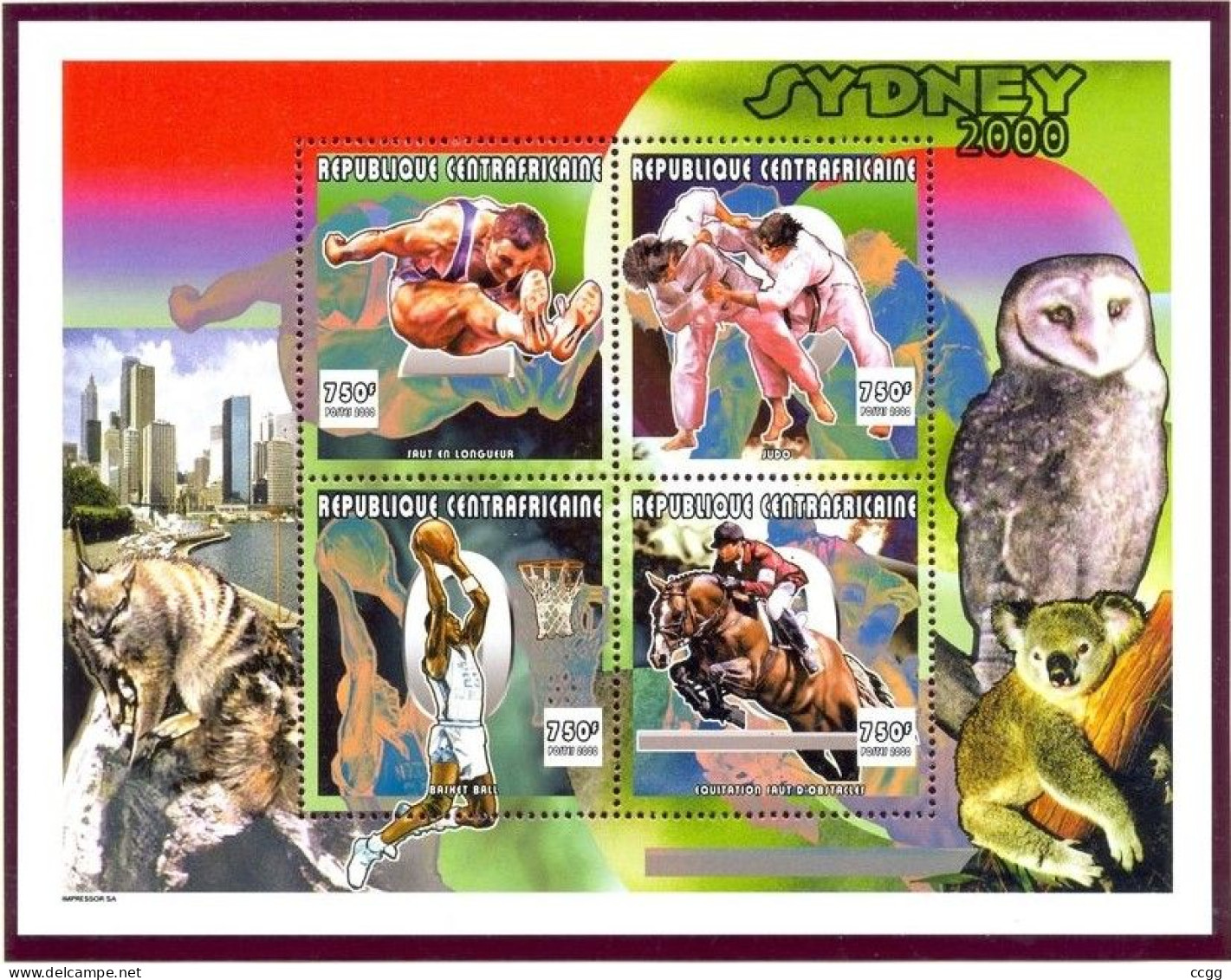 Olympische Spelen  2000 , Centraal - Afrika - Blok Postfris - Estate 2000: Sydney