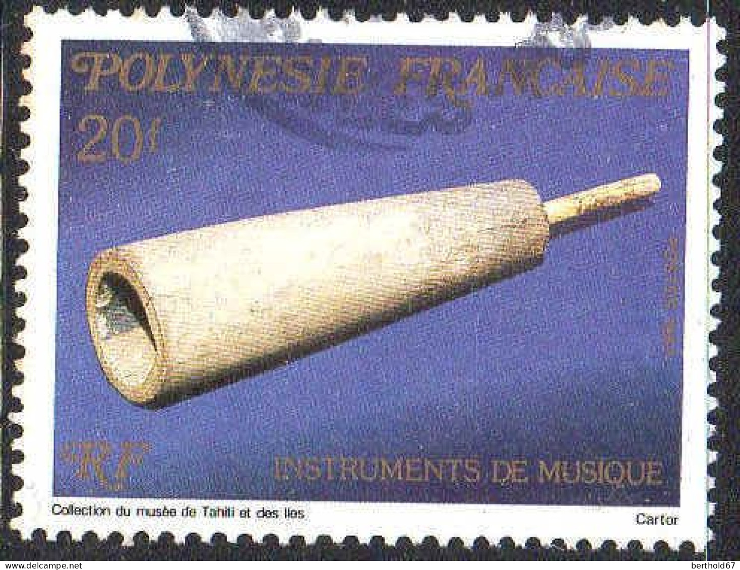 Polynésie Poste Obl Yv:282 Mi:482 Instruments De Musique Flûte En Os (Beau Cachet Rond) - Usati