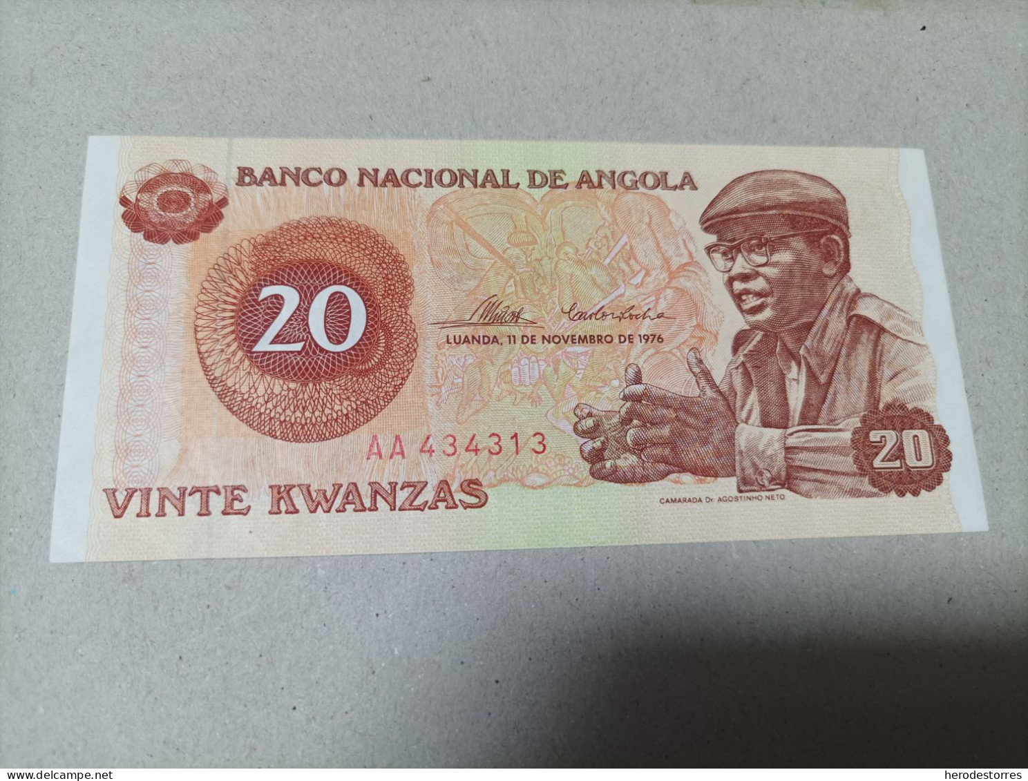 Billete De Angola De 20 Kwanzas, Serie AA, Año 1976, UNC - Angola