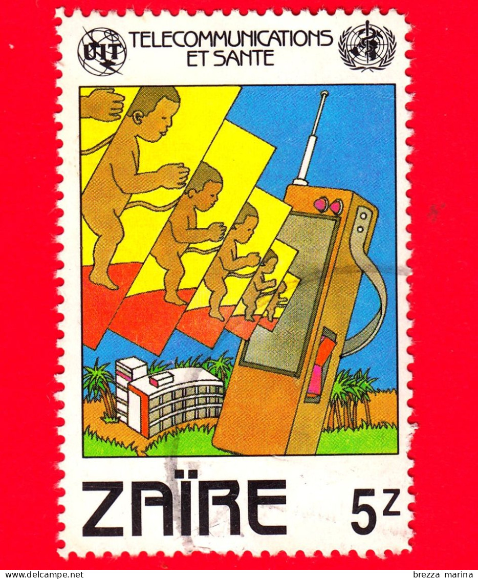 CONGO - ZAIRE - Usato - 1982 - Telecomunicazioni E Salute - Infant And Portophone - 5 - Gebruikt