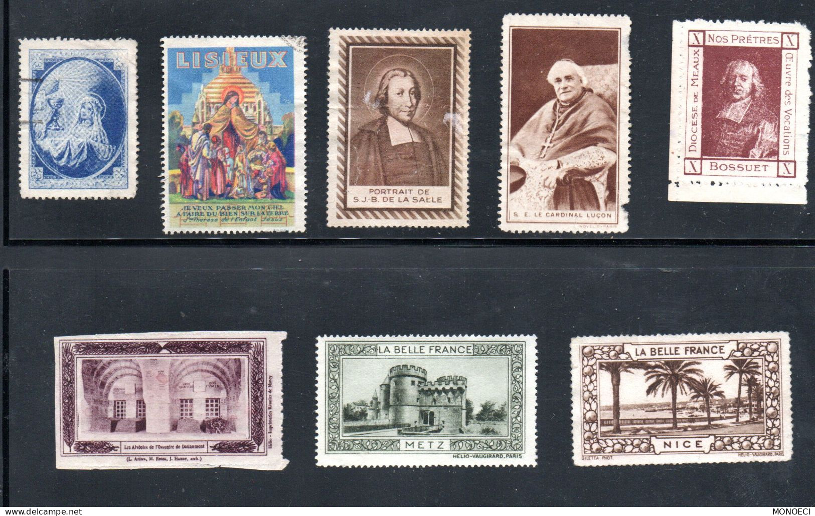 FRANCE -- ERRINOPHILIE -- 9 Vignettes Cinderella Religieux Et Villes De France - Tourism (Labels)