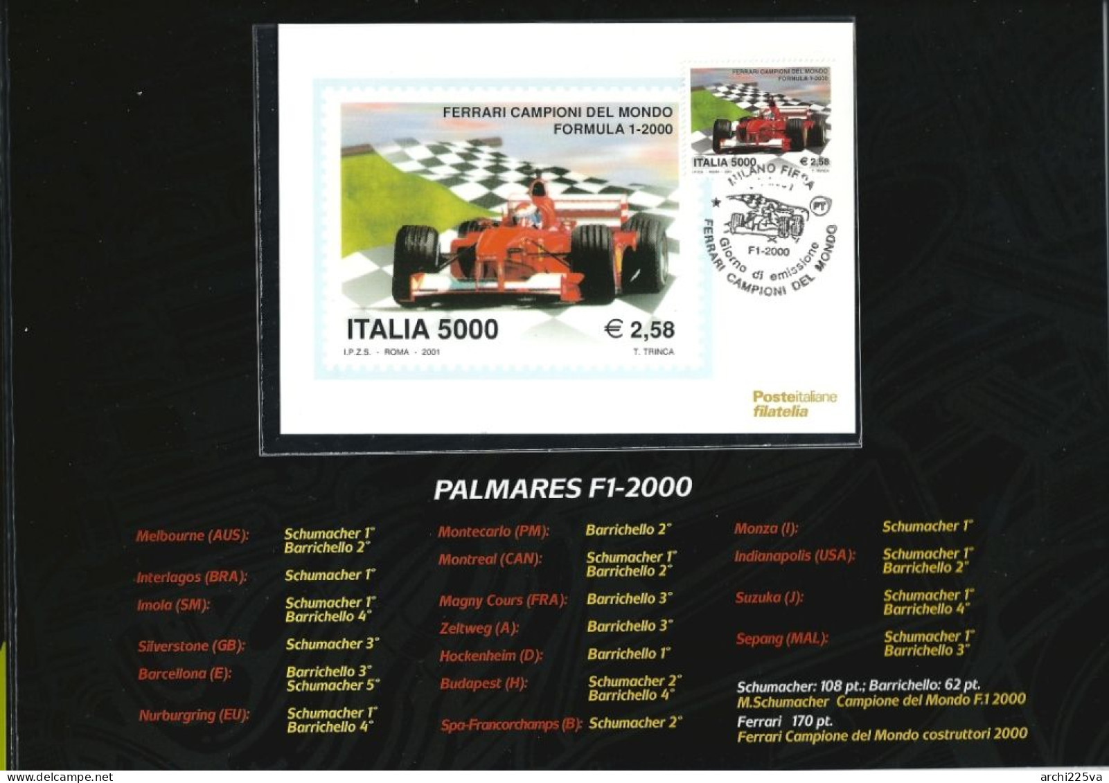 - ITALIA 2001 - FOLDER - FERRARI - Quasi SOTTOFACCIALE - Cat. ? € - - Folder