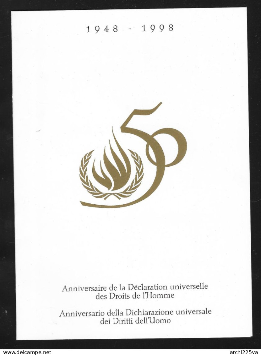 - ITALIA 1948 / 1998 - FOLDER - 50° Diritti Dell'uomo - Droits De L'Homme - Emissione Congiunta Con ONU Ginevra - RARO - Folder