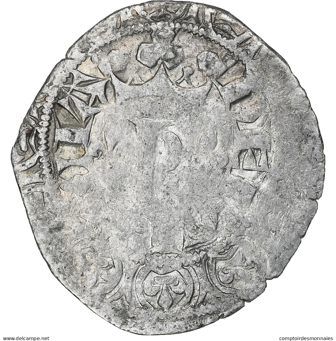 France, Charles V, Blanc Au K, 1365-1380, Billon, TB+, Duplessy:363 - 1364-1380 Carlo V Il Saggio 