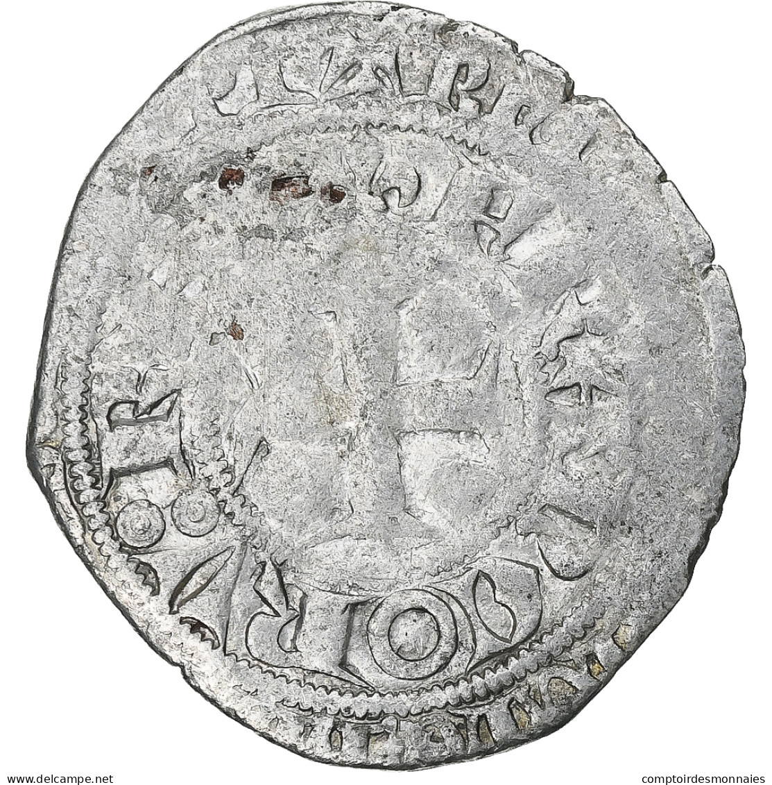 France, Charles V, Blanc Au K, 1365-1380, Billon, TB+, Duplessy:363 - 1364-1380 Karl V. Der Weise