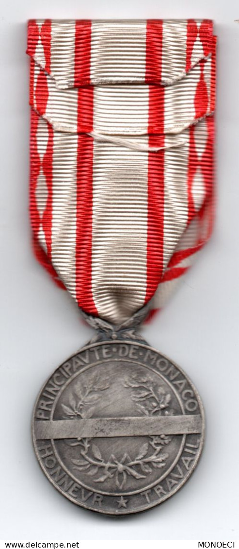 MONACO -- Monégasque -- Médaille Décoration Argent -- LOUIS II Prince De Monaco 17 Janvier 1923 -- Honneur Travail - Altri & Non Classificati