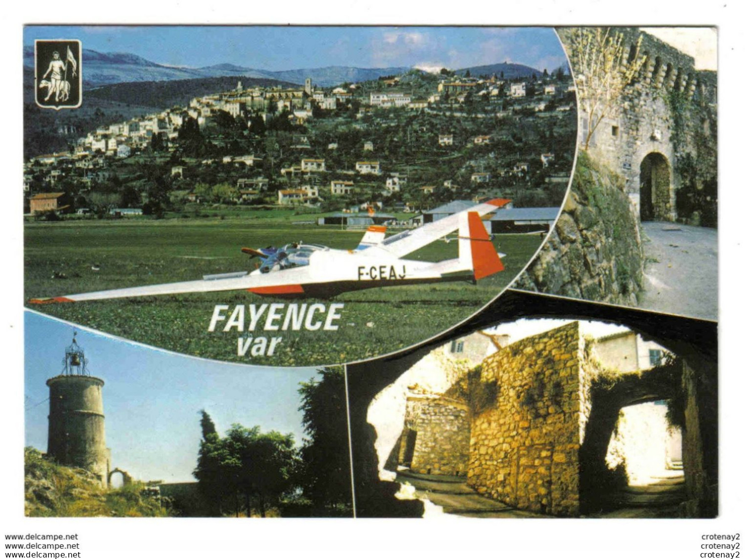 83 FAYENCE En 4 Vues N°27 Village Provençal Vers Lac De St Cassien Planeur Vol à Voile Aérodrome - Fayence