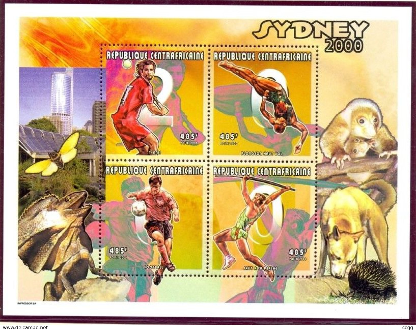 Olympische Spelen  2000 , Centraal - Afrika - Blok Postfris - Estate 2000: Sydney