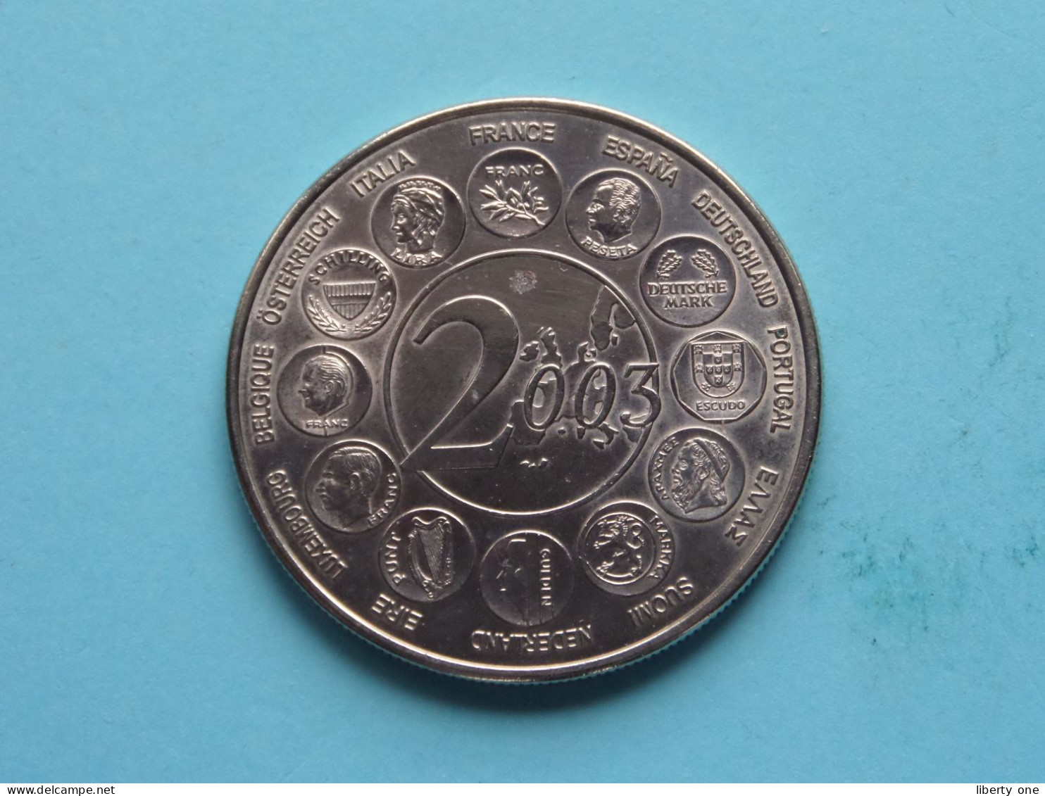 2003 > L'EUROPE DES 15 * 1995-2003 ( Voir / See Scan ) +/- 31 Gr. / 4 Cm. ( Cu/Ni ) - Souvenir-Medaille (elongated Coins)