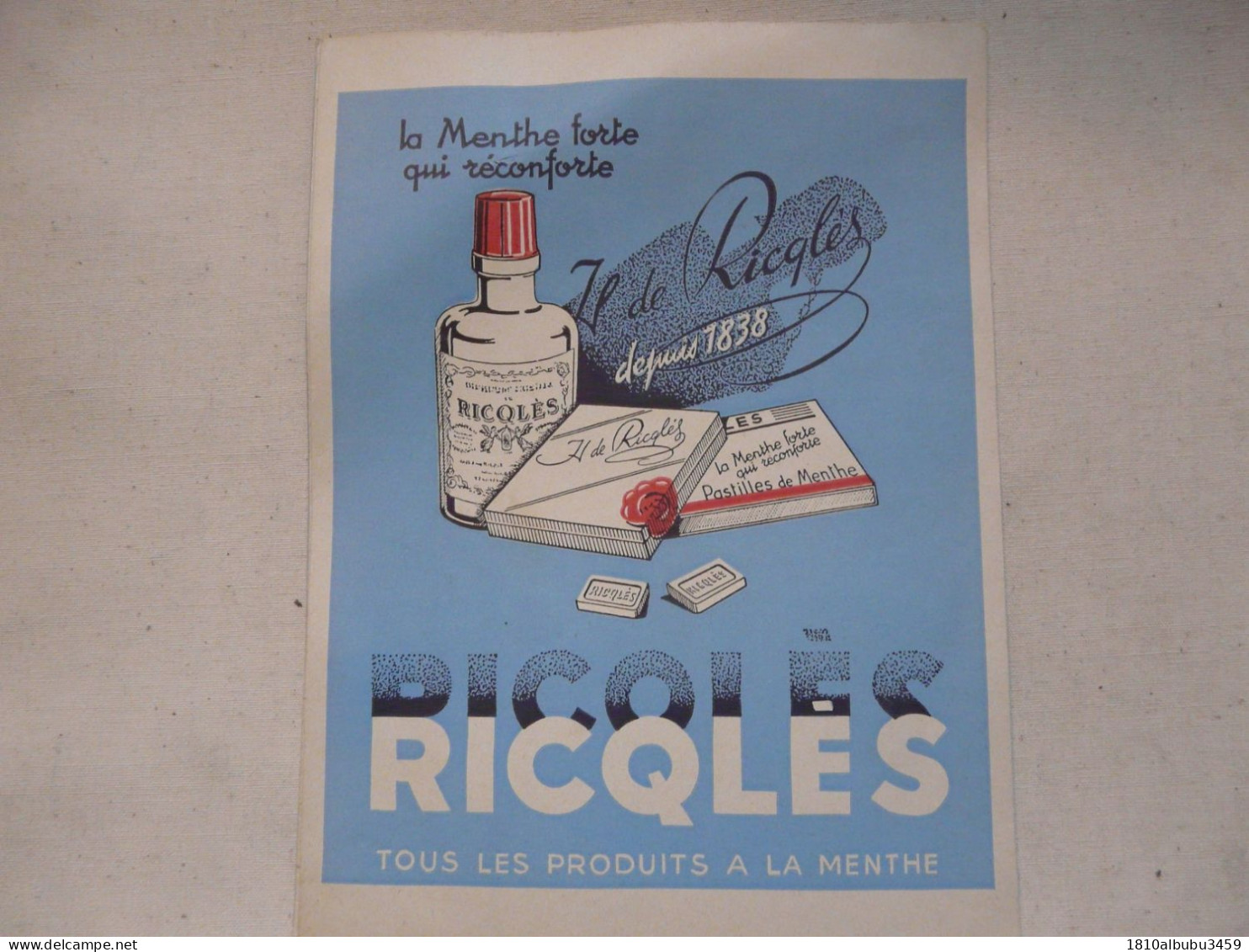 VIEUX PAPIERS - PROTEGE CAHIER PUBLICITAIRE : RICLES - Food