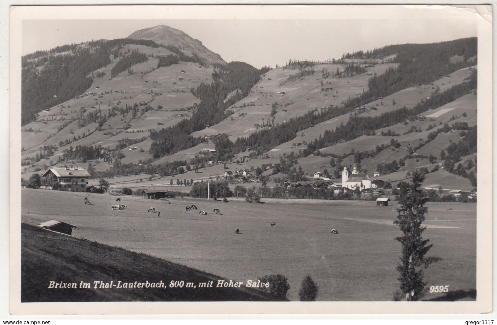 E4543) BRIXEN Im Thal Lauterbach Mit Hoher Salve - Einzelnes Haus Kühe U. Kirche Im Hintergrund - Brixen Im Thale