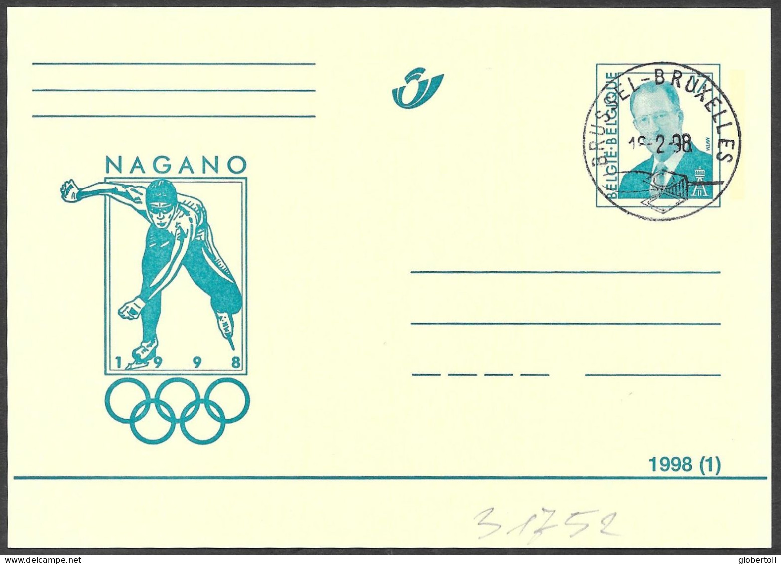 Belgio/Belgium/Belgique: FDC, Intero, Stationery, Entier, Pattinaggio, Skating, Patinage - Hiver 1998: Nagano