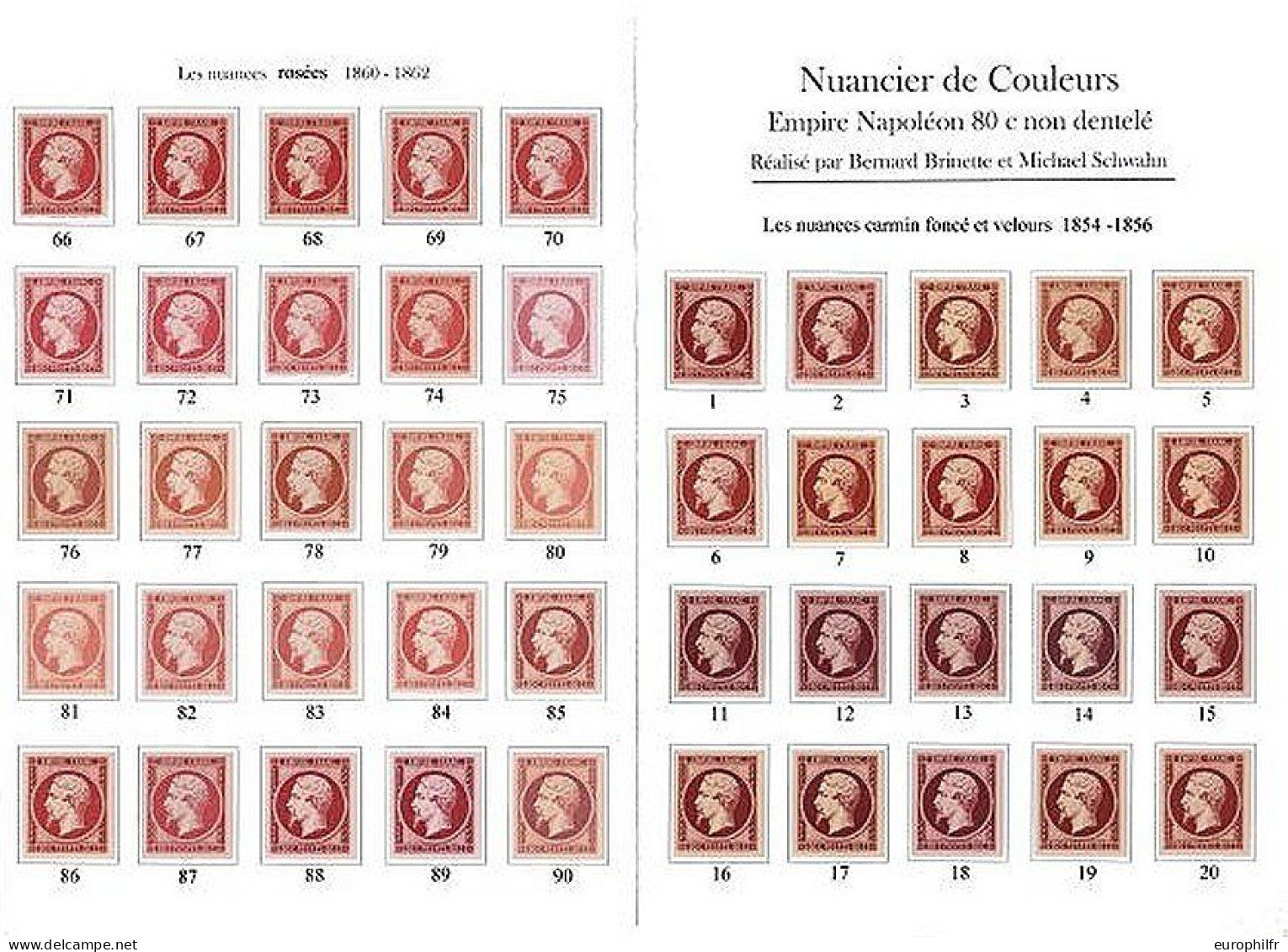 Le Nuancier Spécialisé Des Timbres N°17 Napoléon Empire Non Dentelés 80c - Altri & Non Classificati