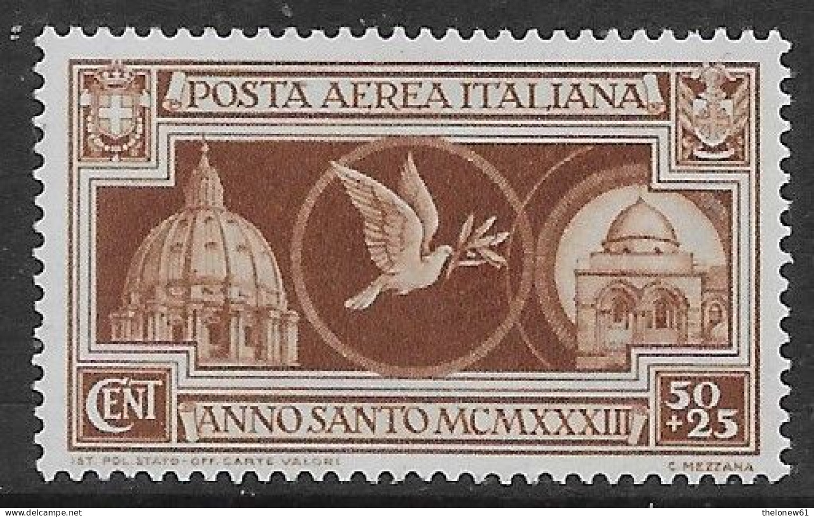 Italia Italy 1933 Regno Anno Santo Aerea C50+25 Sa N.A54 Nuovo MH * - Airmail