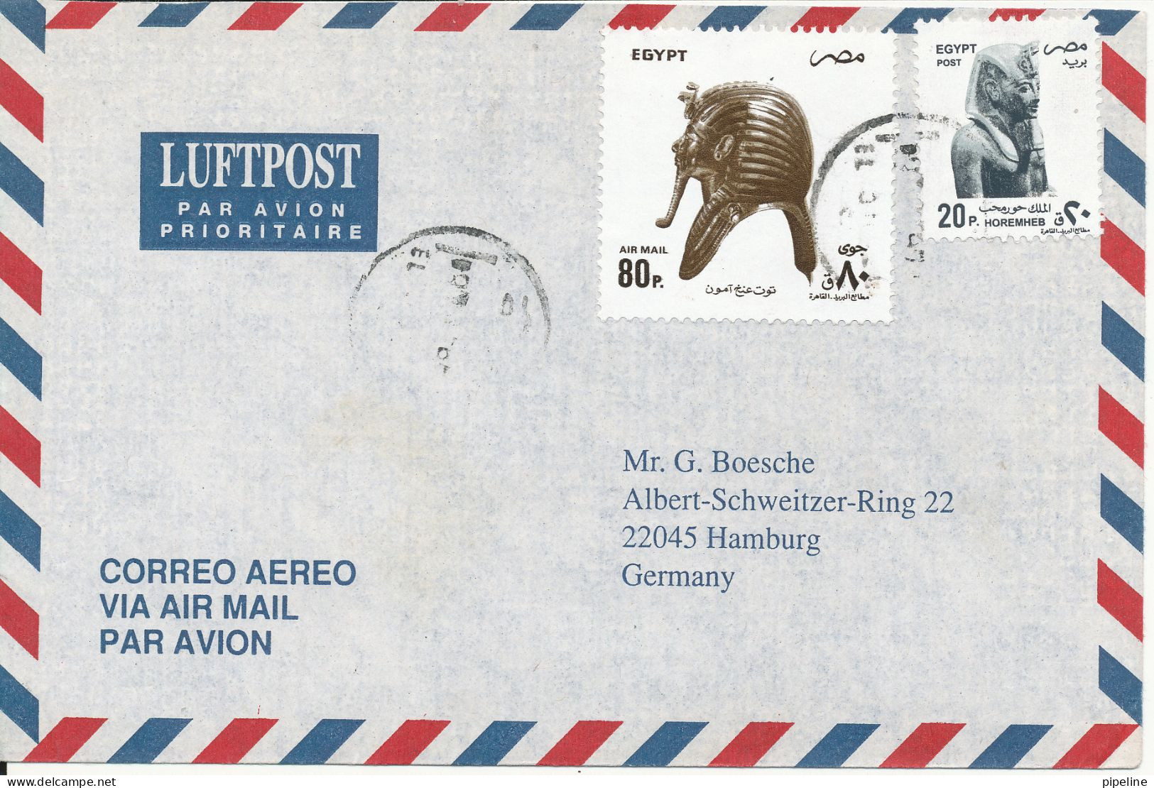 Egypt Air Mail Cover Sent To Germany - Luftpost