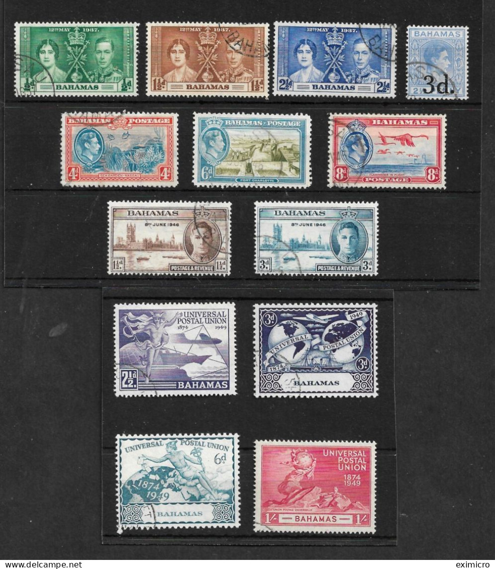 BAHAMAS 1937 - 1949 COMMEMORATIVE/SURCHARGE SETS FINE USED Cat £21+ - 1859-1963 Colonie Britannique