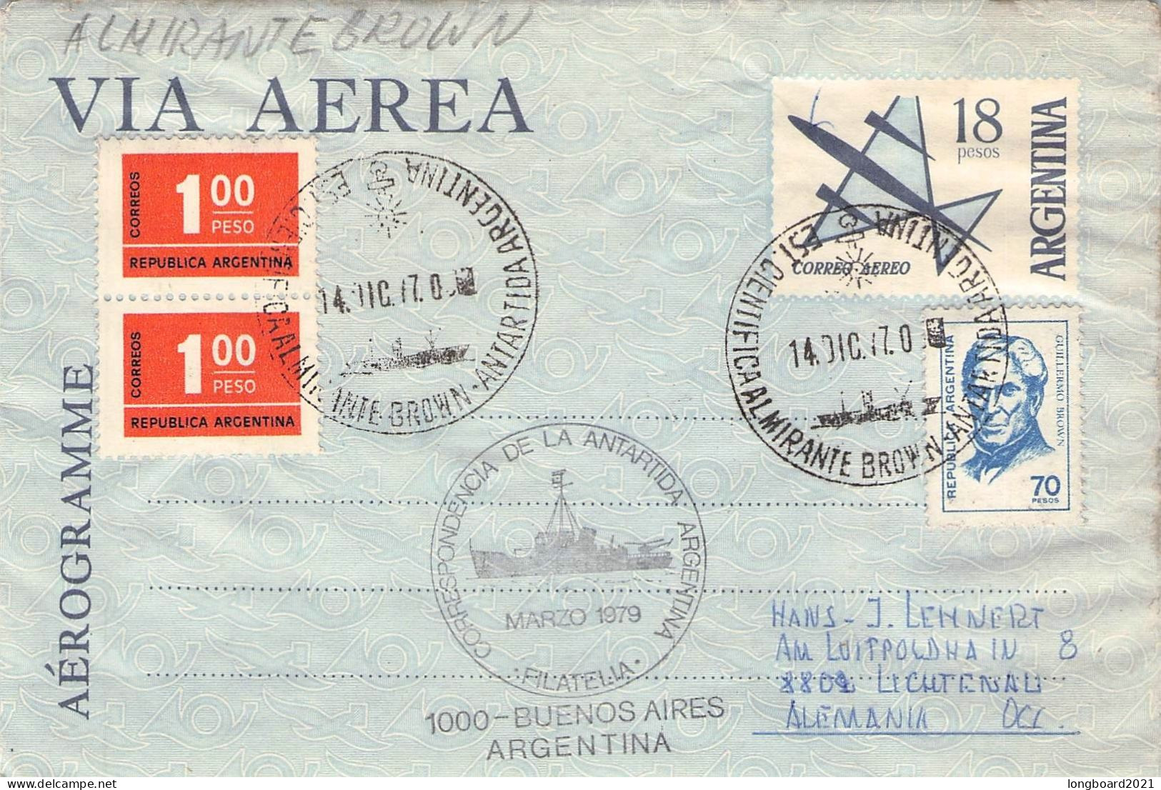 ARGENTINA - AEROGRAMME 1979 Uprated 18 P ANTARCTIC / 6013 - Entiers Postaux