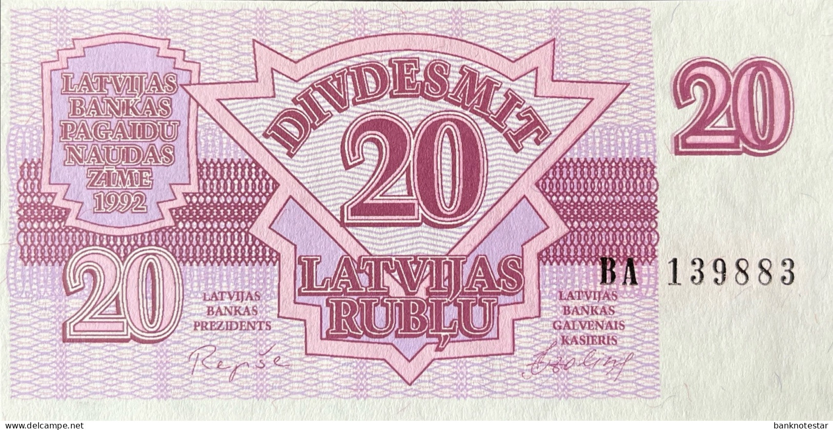 Latvia 20 Rublis, P-39 (1992) - UNC - Lettonia