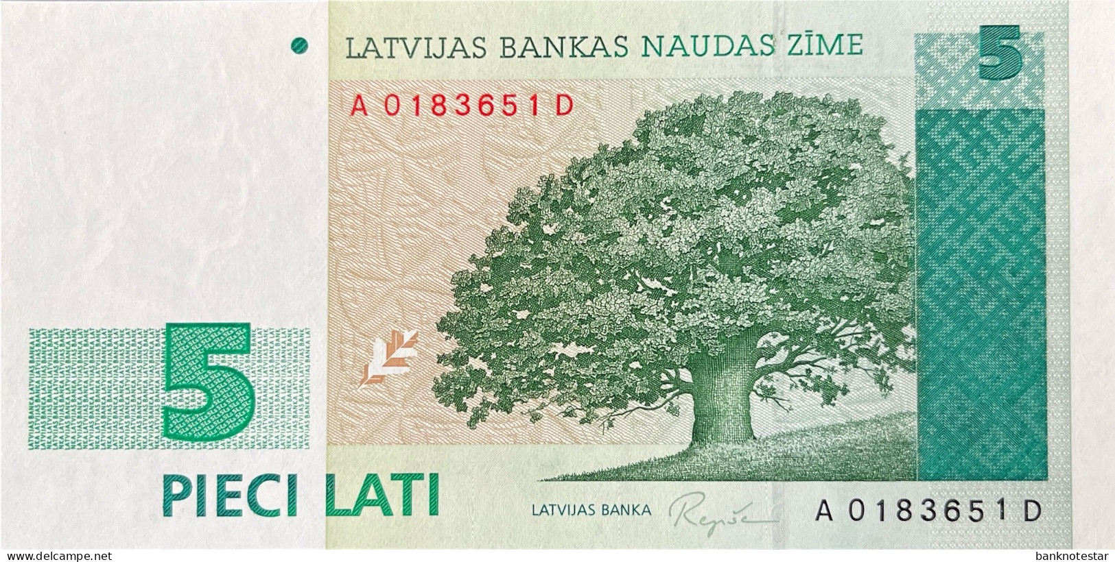 Latvia 5 Lati, P-43 (1992) - UNC- - Letonia