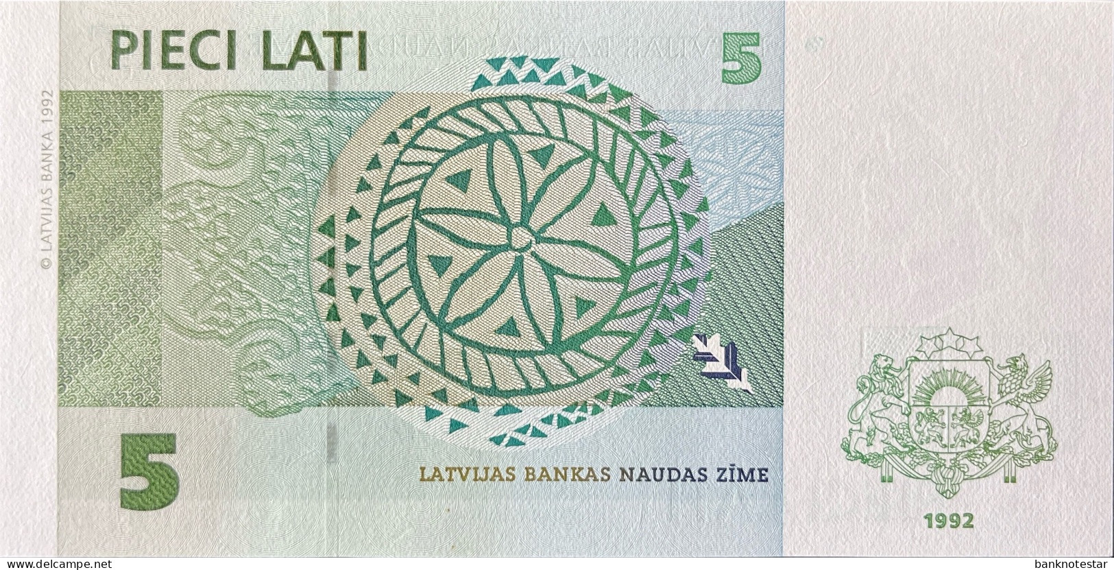 Latvia 5 Lati, P-43 (1992) - UNC- - Latvia