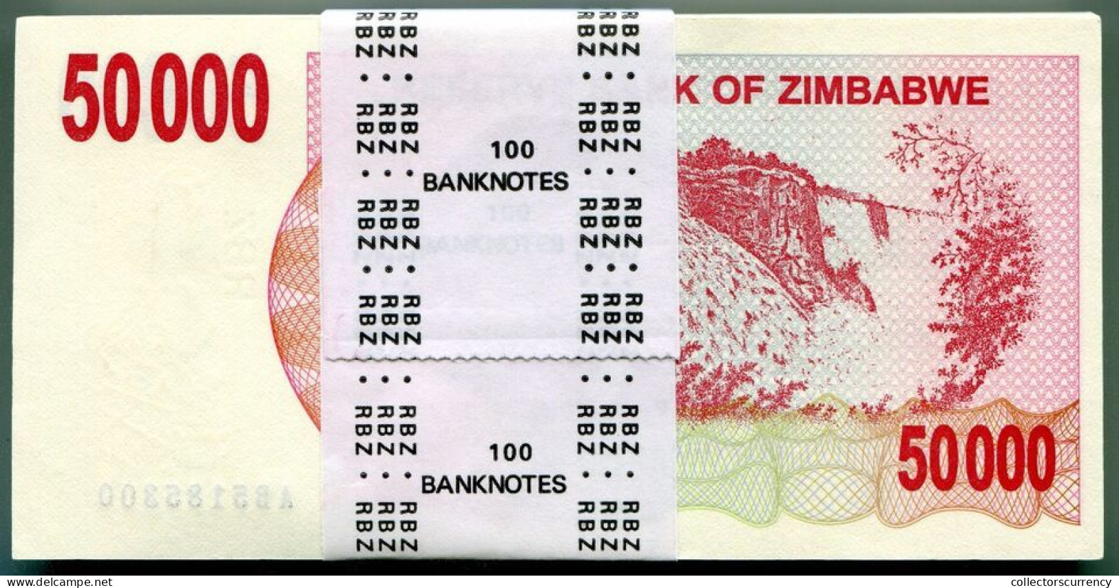 Zimbabwe 50000 Dollars 2007 Original 10 Uncirculated Banknote 1/10th Bundle P47 AB  All Notes Shown Are The Actual Notes - Zimbabwe