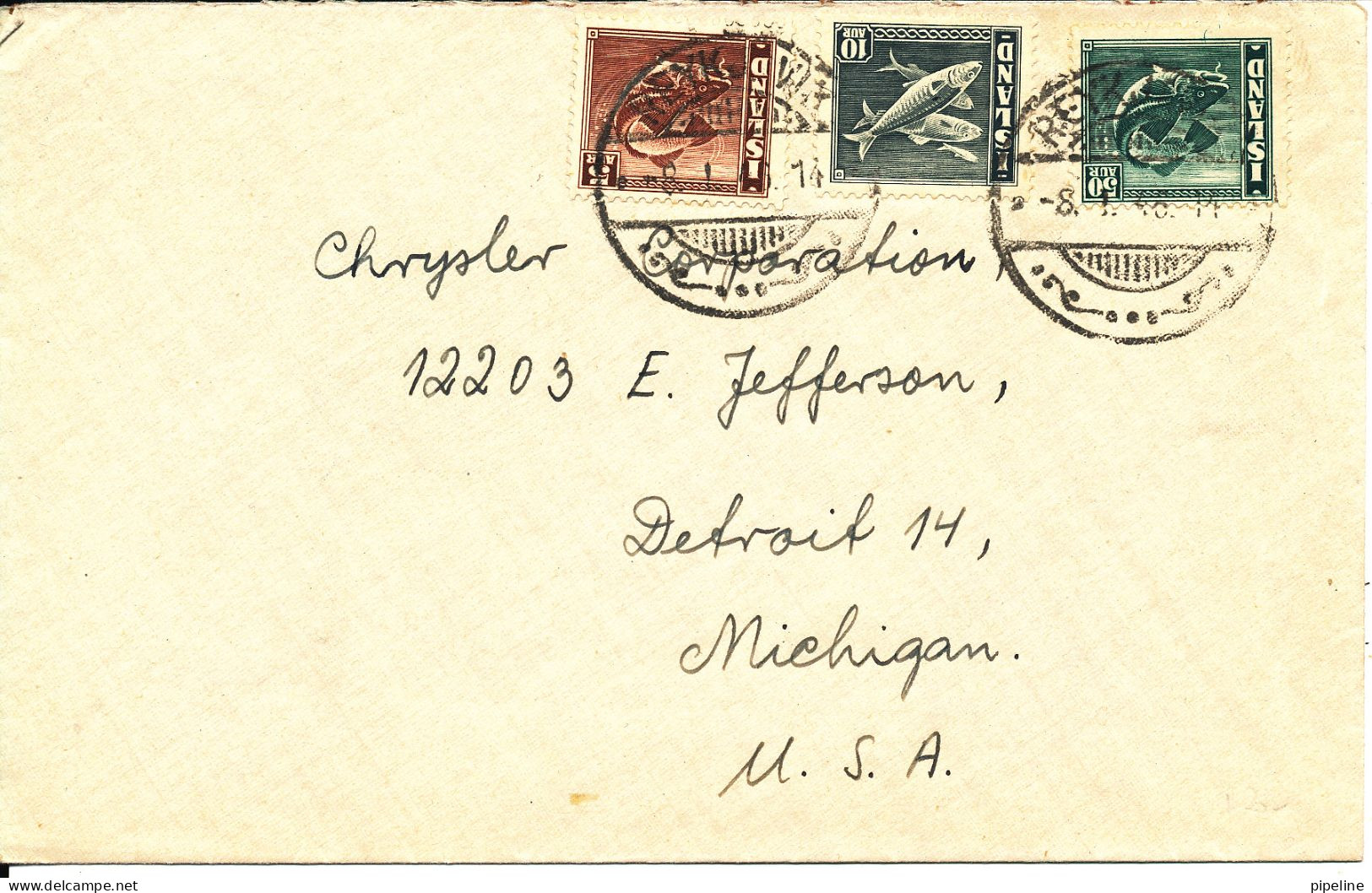 Iceland Iceland Cover Sent To USA 8-1-1946 FISH - Lettres & Documents