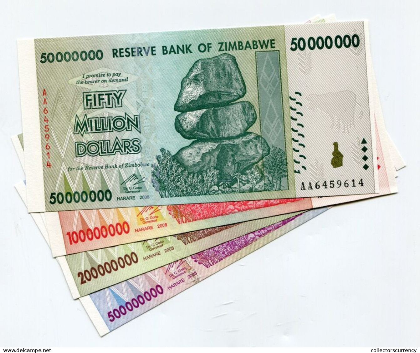 Zimbabwe 2008 Set 50 + 100 + 200 + 500 Million Dollars UNC P79 - P82 Banknotes - Simbabwe