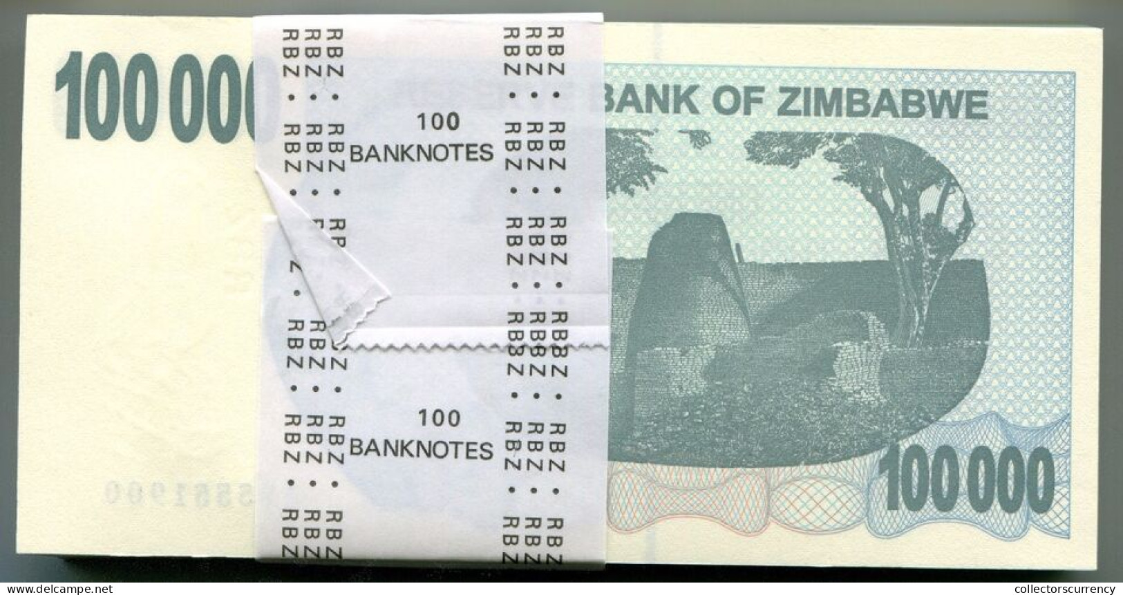 Zimbabwe 100 000 Dollars 2006 Original 10 Uncirculated Banknote 1/10 Bundle P48   All Notes Shown Are The Actual Notes Y - Zimbabwe