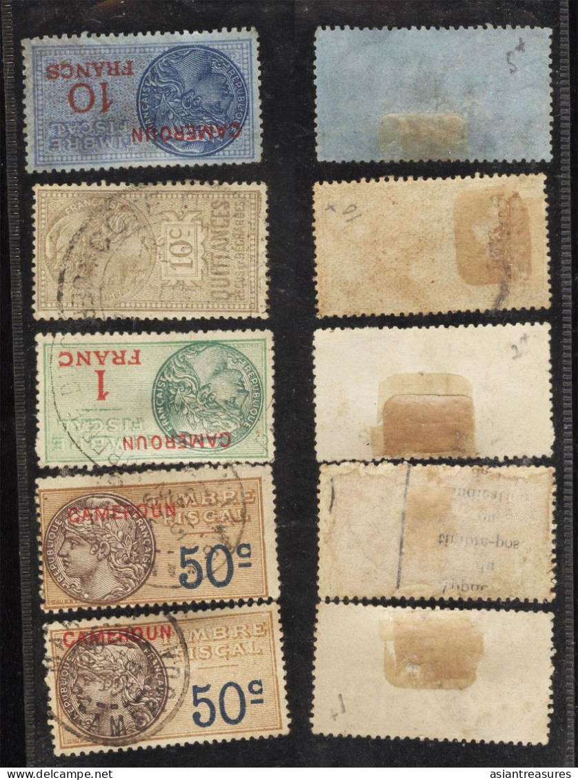 French Cameroun Tax Stamps Early1900s To WW2, 5  New And Used, Hinged - Used Stamps