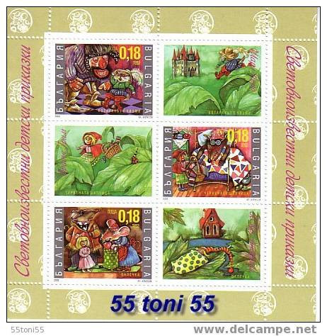 2000 World Famous Children's Fairytales 3 Stamps +3 Vignettes In Mini Sheet-MNH BULGARIA  / Bulgarie - Ungebraucht