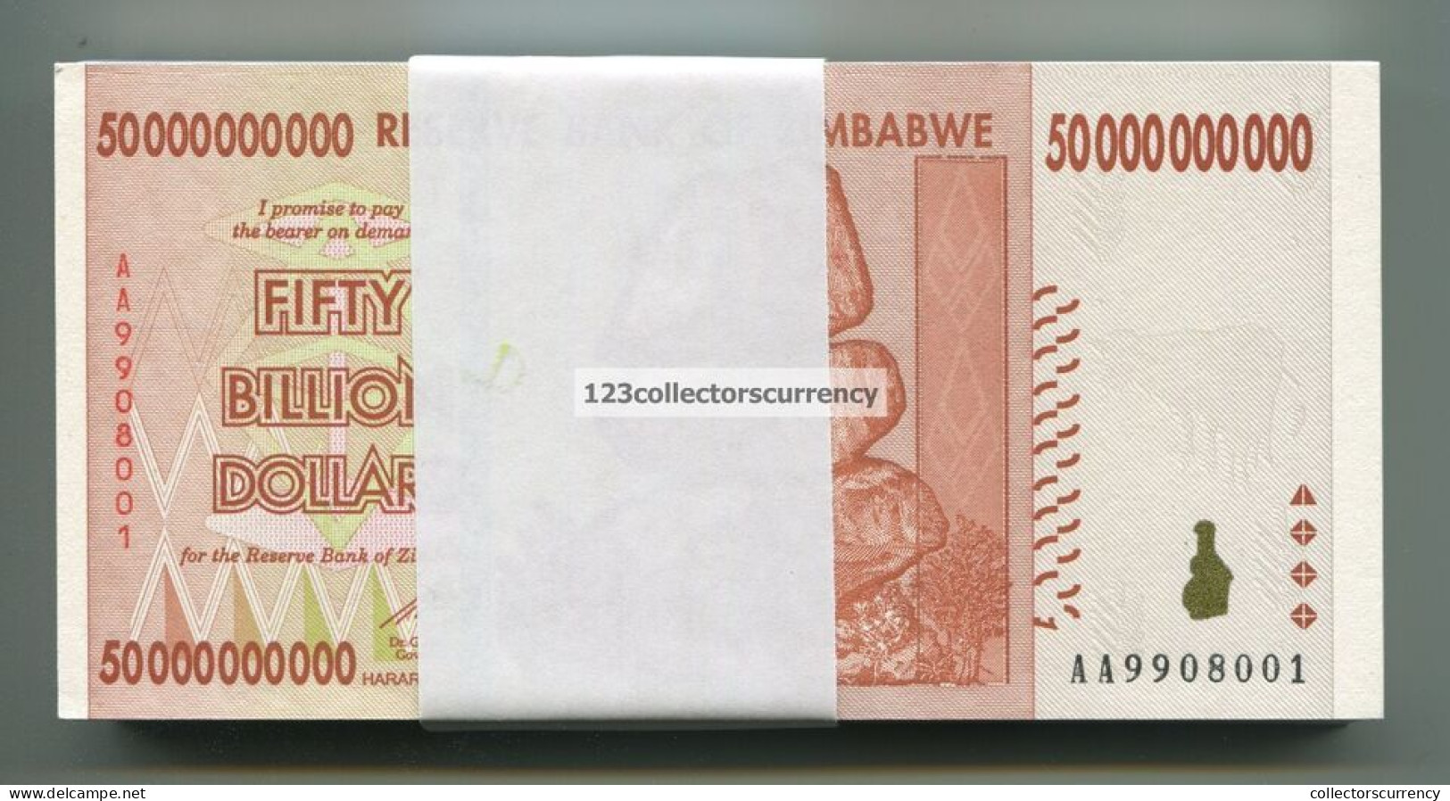 Zimbabwe 50 Billion Dollar 2008 AA Currency UNC Banknotes Money P87 X 5 Note Lot - Simbabwe