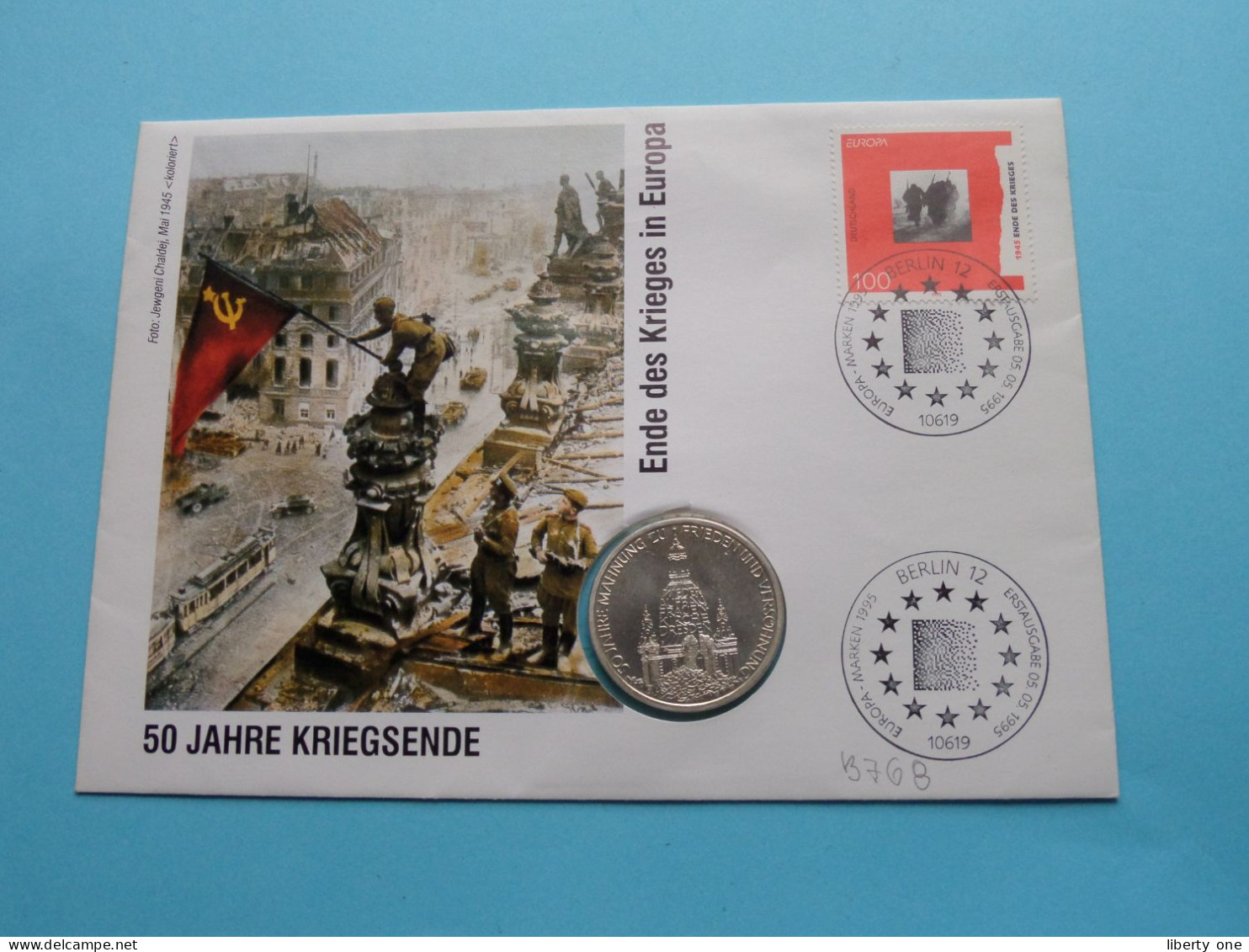 50 Jahre KRIEGSENDE - Foto Jewgeni Chaldej Mai 1945 ( Zie/See Scans ) Coin 10 DM 1995 J ( Silber ) ! - Commemorations