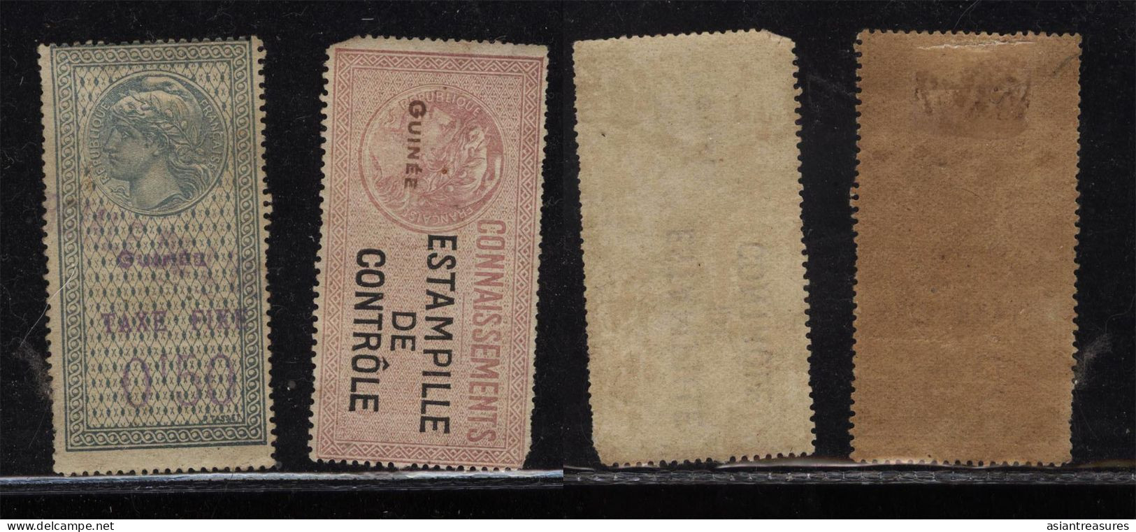 French Guinea Tax Stamps Late1800s To WW2, 2  New And Used, Hinged - Gebruikt