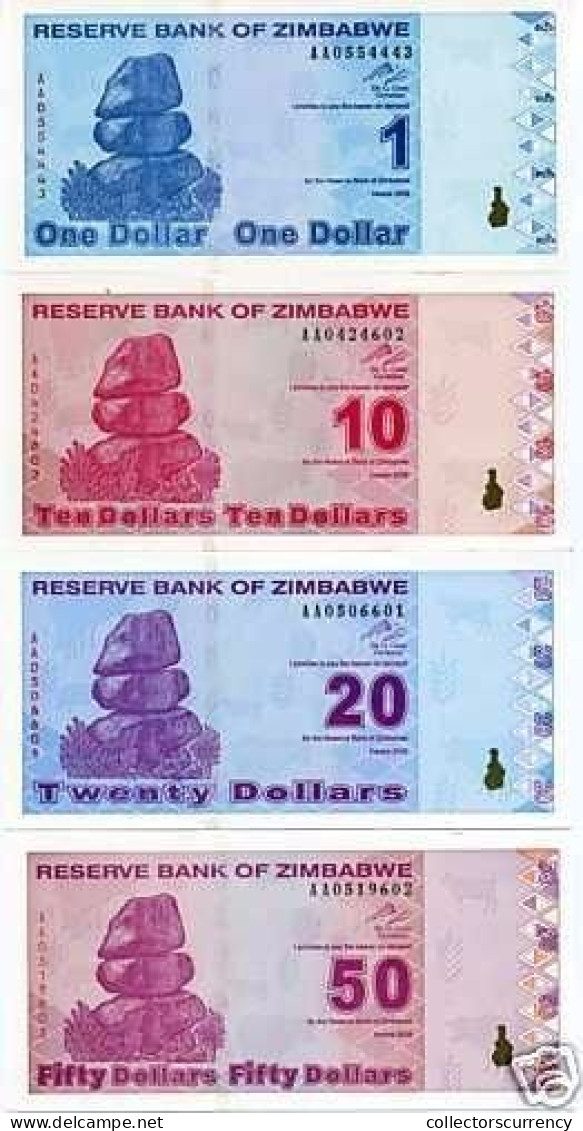 ZIMBABWE 2009 Revalued Dollar Set UNC Paper Money - Prior Trillions Banknotes - Simbabwe