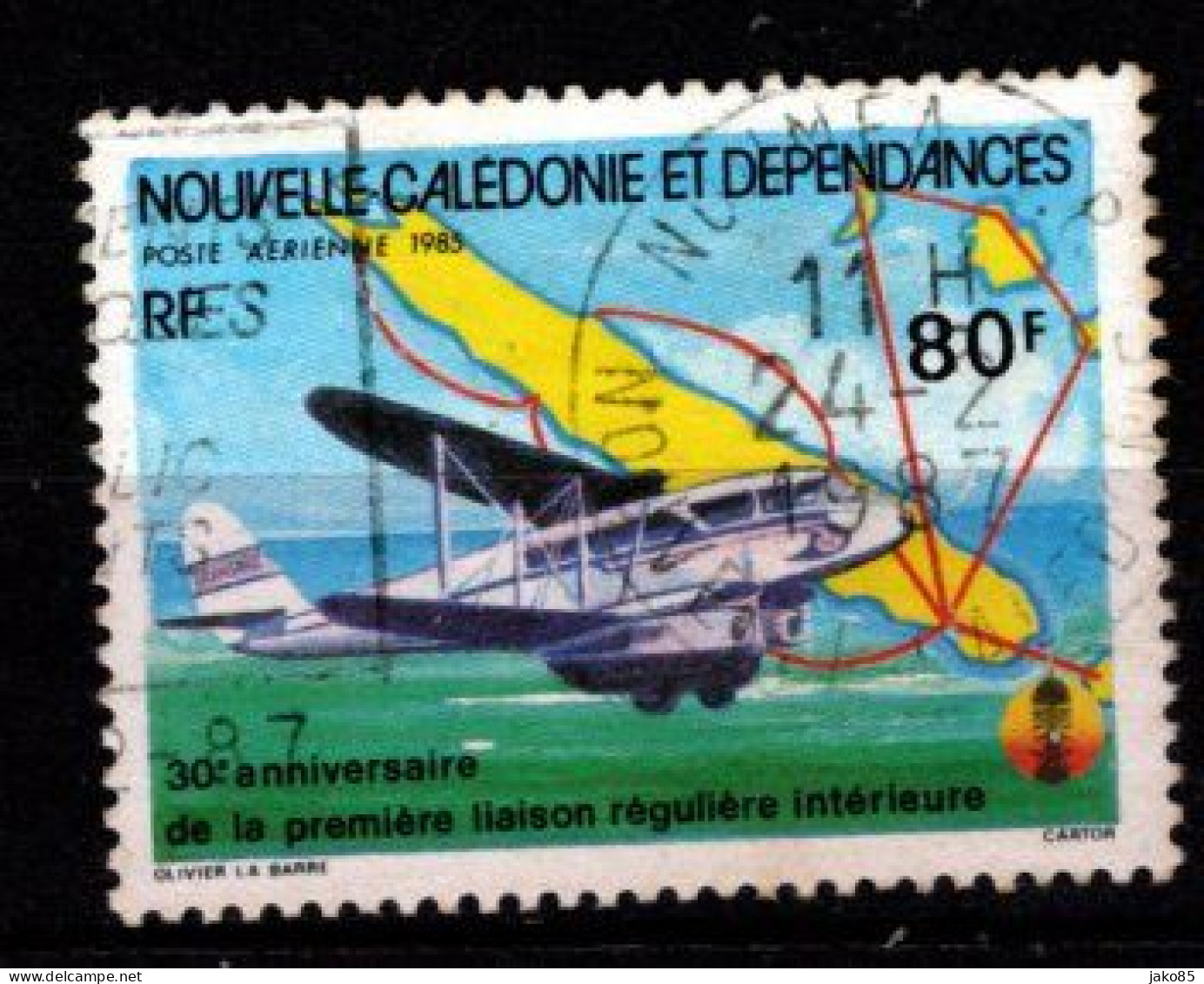 - Nelle CALEDONIE - 1985 - YT N° PA 247 - Oblitéré - Biplan - Beau Cachet - Gebruikt