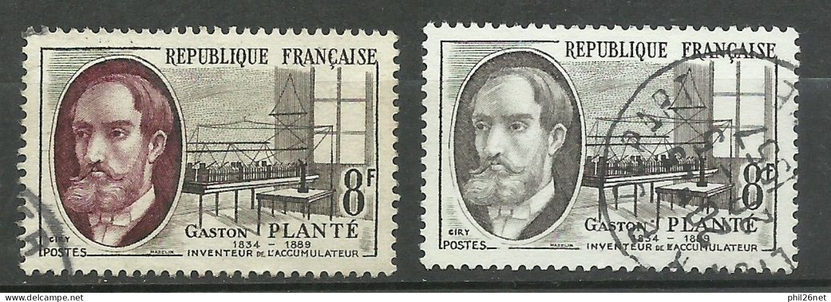 France N°1095 Planté Inventeur Accumulateur  Gris & Noir Oblitéré B/TB Timbre Type Sur Les Scans Pour Comparer Soldé ! ! - Elektriciteit