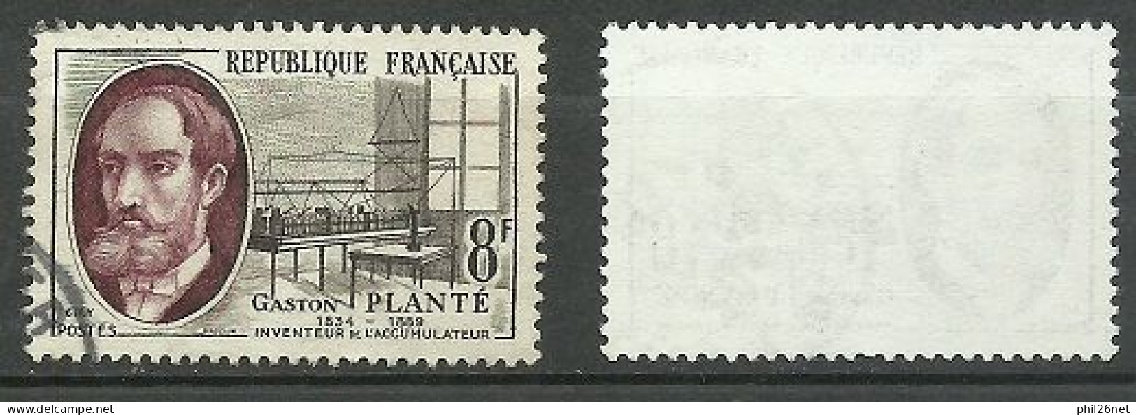 France N°1095 Planté Inventeur Accumulateur  Gris & Noir Oblitéré B/TB Timbre Type Sur Les Scans Pour Comparer Soldé ! ! - Elektrizität