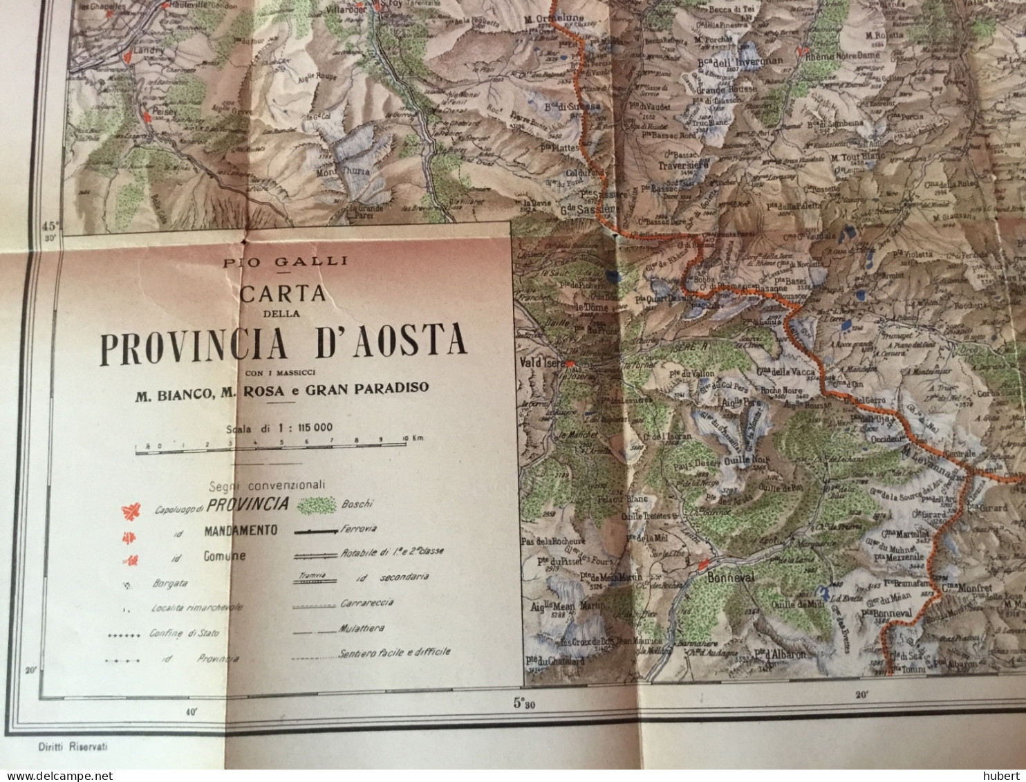 Ancienne Carte Routière Vallée D’Aoste  / Valle D’Aosta - Cartes Routières