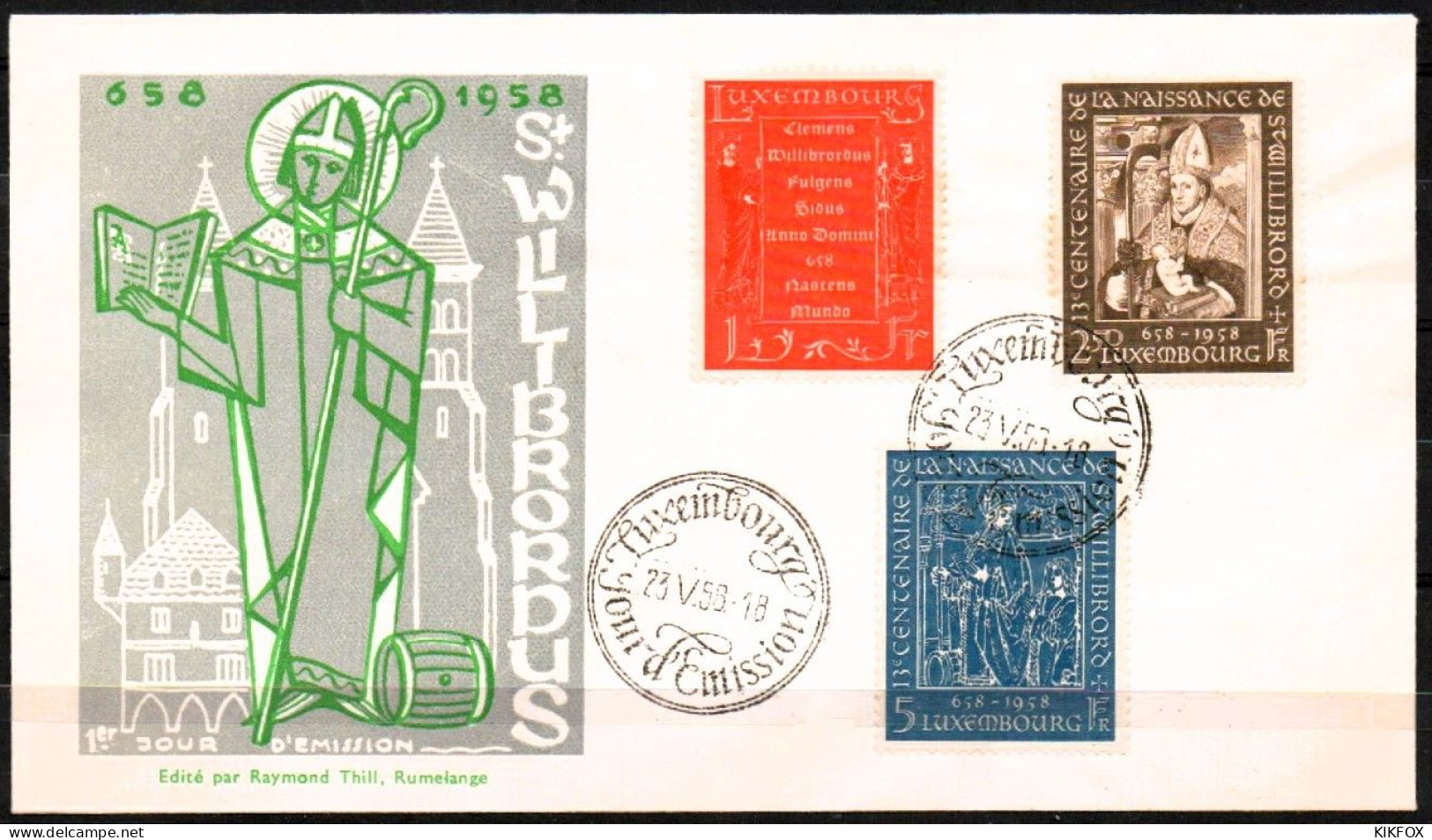 Luxembourg, Luxemburg,  1958,  MI 583 - 585, YV 542 - 545, GEBURTSTAG DES HL.WILLIBRORDS, SONDERSTEMPEL - Cartas & Documentos