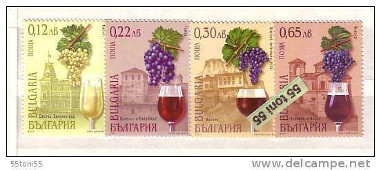 2001 WINE 4 Val.- MNH BULGARIA / Bulgarie - Unused Stamps