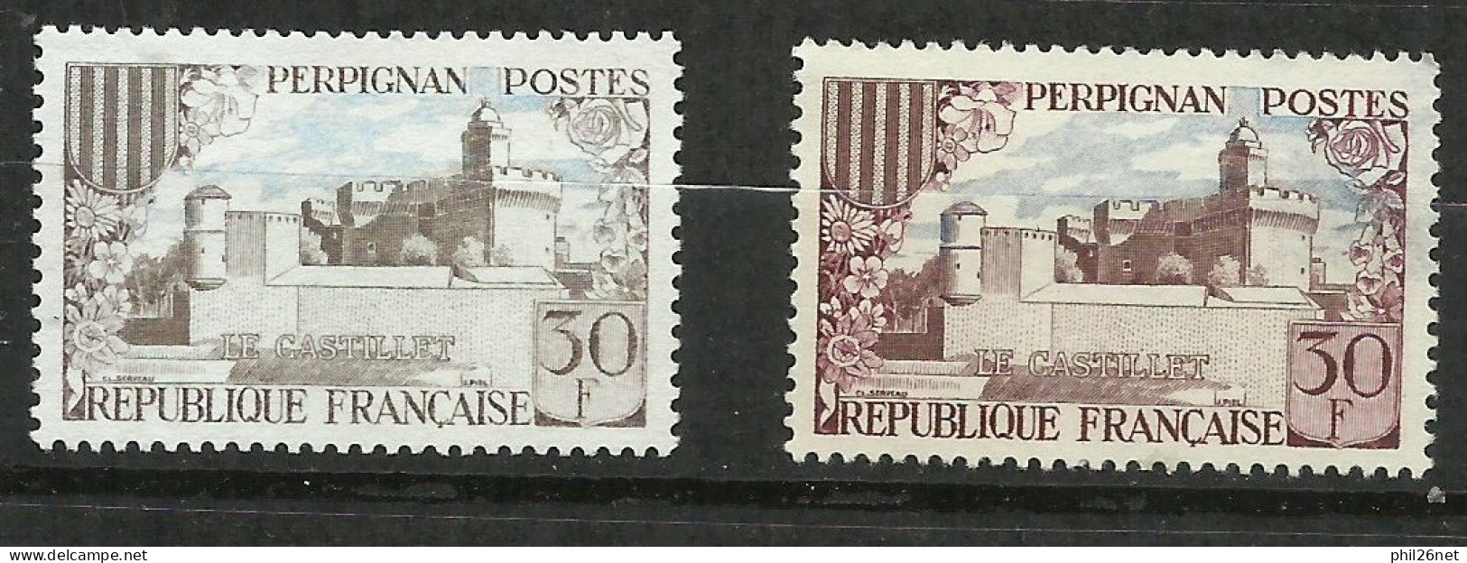 Fr. N° 1222 Perpignan Le Castellet Brun Et Bleu Ciel Neuf ( * ) B/TB Timbre Type Sur Les Scans Pour Comparer Soldé ! ! ! - Ongebruikt